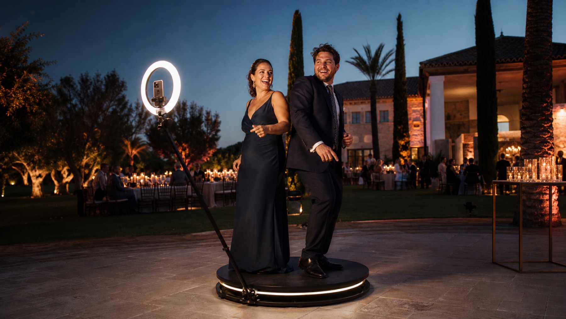 Plataforma de vídeo 360 en una boda premium en Murcia